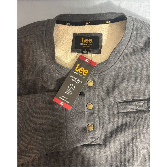 Lee Premium Select Faux Sherpa Lines Thermal Sweater Mens Size XL Gray New - Picture 1 of 7